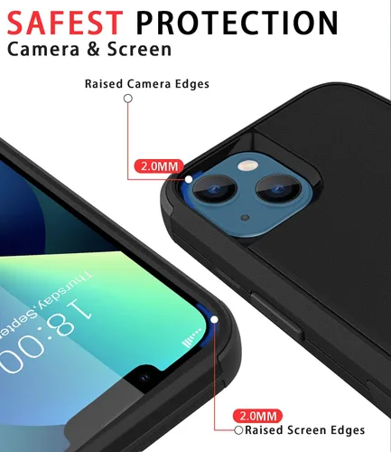 Miniatura 3 de Diverbox - Funda para iPhone 13 a prueba de golpes, caídas y polvo, funda de protección resistente para iPhone 13 de Apple, color negro