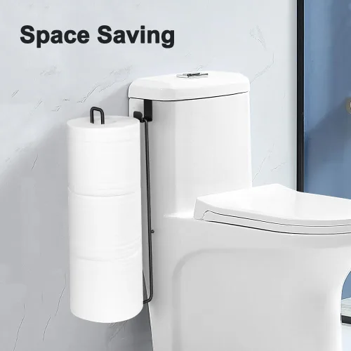 Miniatura 7 de Soporte de papel higiénico con almacenamiento para 3 rollos de papel higiénico montado en la pared sobre el tanque, organizador de papel higiénico