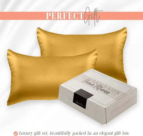 Miniatura 5 de Elegant Comfort Juego de 2 fundas de almohada de satén sedosas y lujosas para una piel y cabello más saludables, cierre con cremallera oculta