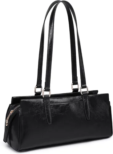 Miniatura 8 de Dasein Bolsos Hobo para mujer, de cuero vegano suave, con 3 compartimentos, múltiples bolsillos