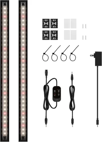 T5 Luz de cultivo inteligente para plantas de interior, tiras de luz LED de espectro completo de 3500 K con temporizador automático de 3/9/12 horas,