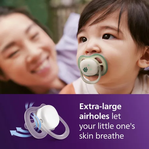 Miniatura 2 de Philips Avent Ultra Air - Chupetes nocturnos con diseño ortodóntico, para bebés de 6 a 18 meses, brillan en la oscuridad, pezón simétrico