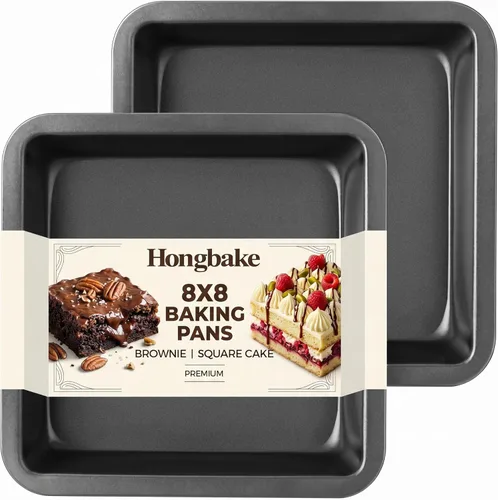 Miniatura 10 de HONGBAKE Molde redondo para hornear pasteles, 8 pulgadas, moldes para galletas poco profundos, moldes para pasteles en capas con agarres más anchos