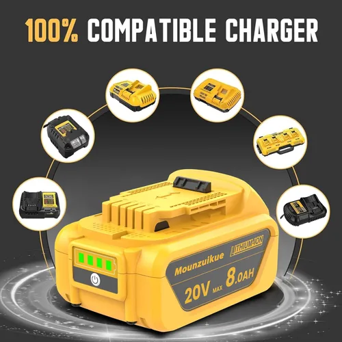 Miniatura 5 de Paquete de 2 baterías de litio de 8000 mAh de repuesto para Dewalt de 20 V compatibles con batería MAX de 20 voltios XR DCB200 DCB201 DCB203 DCB204