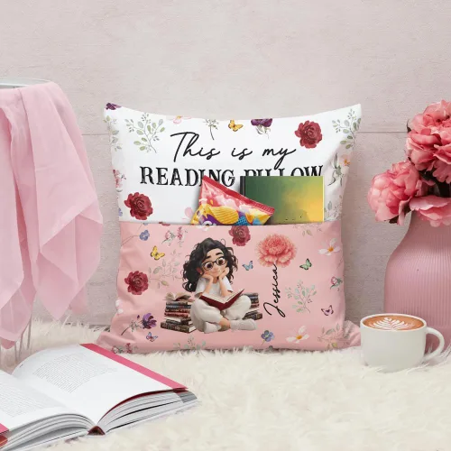 Miniatura 6 de ENCYCOM Almohada de bolsillo personalizada para lectura de libros, almohadas de lectura personalizadas con nombre, regalo único para niñas, mujeres