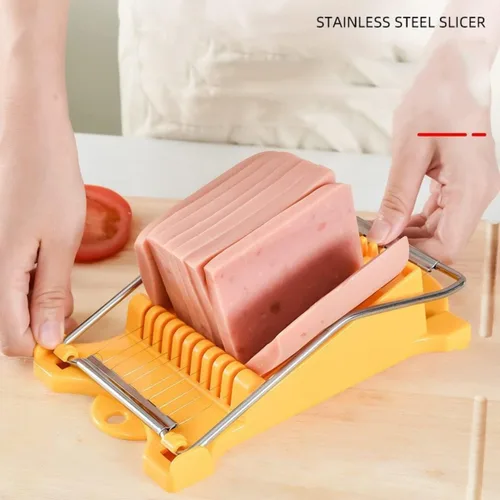 Miniatura 3 de Rebanador multifuncional de acero inoxidable para almorzar carne, herramientas para cortar y dividir el hogar, rebanador de alimentos para Amarillo