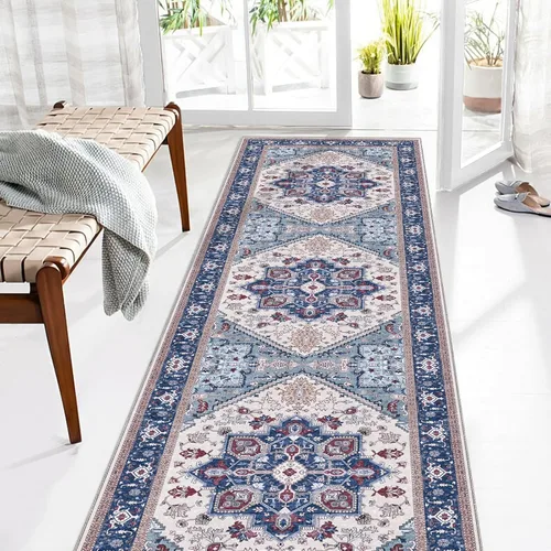 Miniatura 87 de OPPODREAM Alfombras suaves, pequeñas y lavables con parte trasera antideslizante, alfombra de cachemira sintética de pelo bajo, 2 x 3 pies, azul