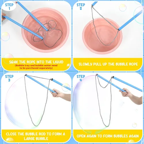 Miniatura 6 de Meooeck Varitas de burbujas gigantes para hacer burbujas al aire libre, juguetes de burbujas para adultos, niños y niñas, regalos de fiesta