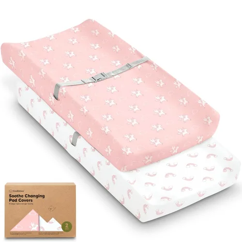 Miniatura 37 de Paquete de 2 fundas orgánicas para cambiador para niña, niño, neutro - 100% algodón, funda para almohadilla de mesa cambiadora, sábanas suaves