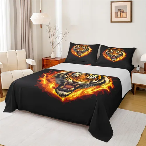 Miniatura 26 de Juego de sábanas de dibujos animados para niños, tamaño King, bonito juego de ropa de cama de esquí de animales árticos, decoración de habitación