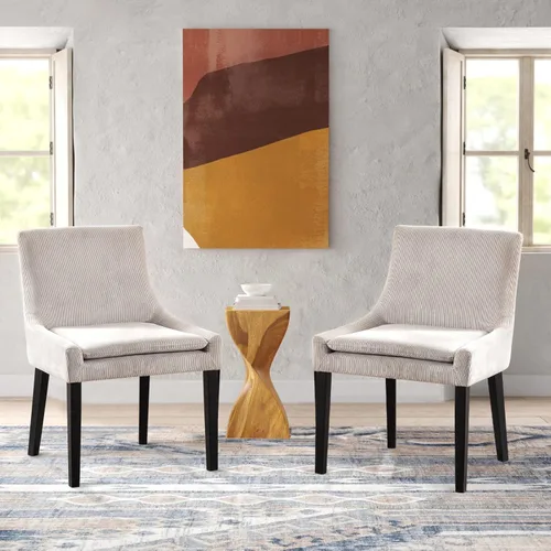 Miniatura 20 de MALOL Juego de 2 sillas de comedor tapizadas en corduroy con patas de madera, sillas de cocina laterales acolchadas de respaldo medio para comedor