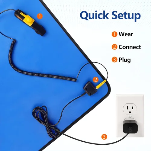Miniatura 4 de Kit portátil antiestático ESD para construcción de PC y reparación de electrónica, protección disipativa estática con correa de muñeca, clip