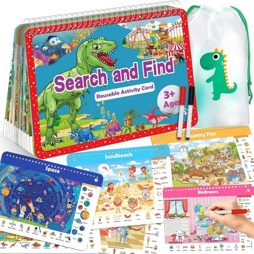 Elfew Libro de actividades reutilizable, juguetes de viaje para niños pequeños de 3 a 5 años, juguetes educativos para niños de 3 a 8 años,