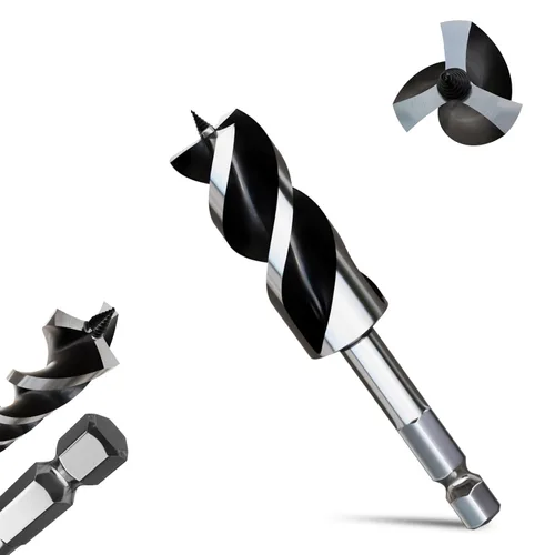 Miniatura 50 de 8 brocas profesionales de 12 pulgadas de largo para madera con vástago hexagonal de cambio rápido de 1/4 pulgadas (1/4-7/8 pulgadas), diseño de 3