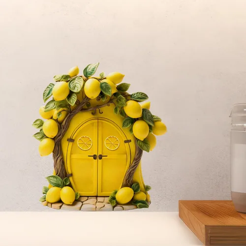 Miniatura 5 de Decoración de cocina de casa de árbol de limón - Adhesivo de pared para puerta