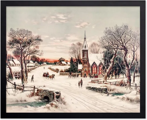 Miniatura 76 de Poster Master Impresión de pintura vintage de árbol de Navidad, póster retro de vacaciones, arte de invierno, diseño abstracto melancólico de pared
