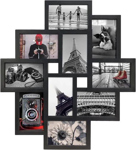Miniatura 4 de Marco de fotos negro de 10 aperturas de 4 x 6 pulgadas para colgar en la pared para múltiples marcos de fotos de 4 x 6 pulgadas