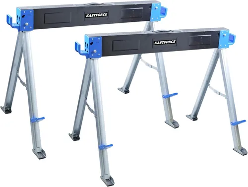 Caballete plegable de 2200 lb/1000 kg de capacidad, soporte de mesa de trabajo resistente con patas plegables, paquete doble KF3005