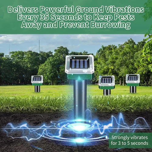 Miniatura 6 de Repelente vibratorio de suelo alimentado por energía solar: mantén a ratas, serpientes, conejos y erizos lejos de tu jardín, césped, patio, granja