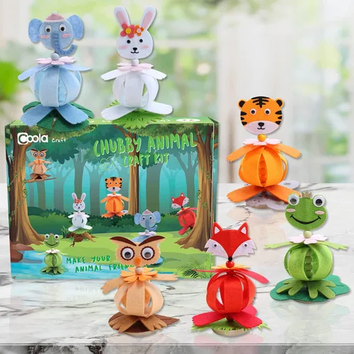 Miniatura 7 de Kits de manualidades Coola para niños de fieltro Animales pequeños para niños - Pack de 6 Arte y manualidades DIY Juguetes educativos tempranos
