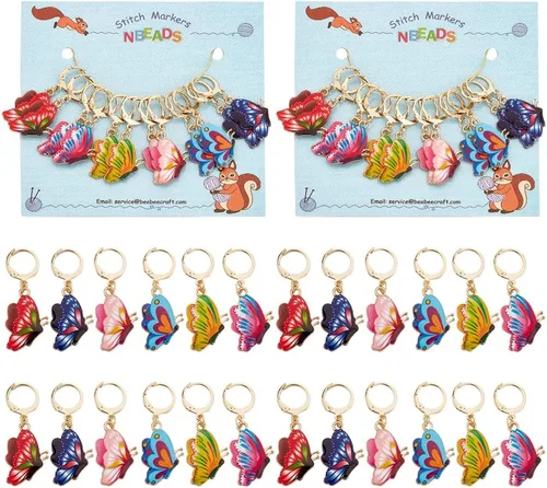 Miniatura 33 de NBEADS 2 Piezas 2 Estilos Cadenas Contador de Filas con Dijes de Abejas, Marcadores de Puntos con Números 0~9 Cuentas Acrílicas Dijes Marcadores