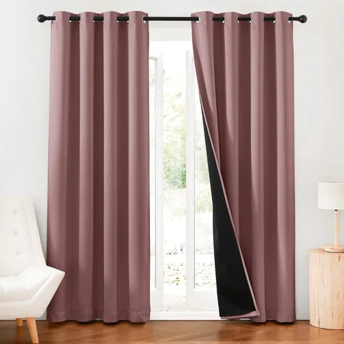 Miniatura 9 de RYB HOME Cortinas 100% opacas con forro blanco, cortinas de lino natural, cortinas de servicio Haeavy Duty, tratamiento de ventana con aislamiento