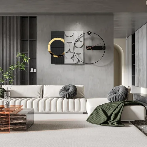 Miniatura 8 de Reloj de pared decorativo grande, silencioso, sin tictac, moderno, de metal, decoración para sala de estar, oficina, dormitorio, cocina