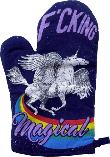 Crazy Dog T-Shirts Fcking - Guante mágico para horno, divertido y mítico unicornio caballo de cocina, divertido diseño gráfico, utensilios de cocina