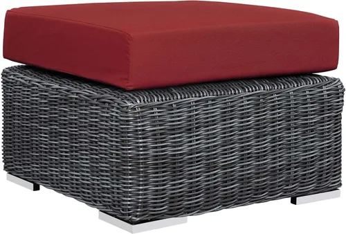 Miniatura 4 de Modway Summon - Otomana cuadrada de mimbre para patio al aire libre, color gris