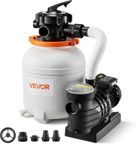 VEVOR Bomba de filtro de arena de 12 pulgadas para piscinas sobre el suelo de hasta 15000 galones, sistema de filtración de piscina de 0.33 HP 3000