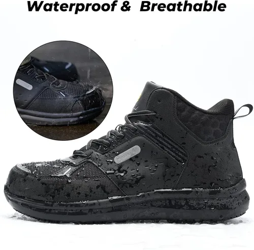 Miniatura 3 de FitVille Botas de trabajo anchas para hombre, puntera compuesta, zapatos de seguridad para el trabajo, botas de trabajo antideslizantes