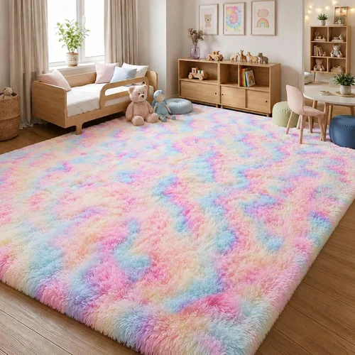 Miniatura 24 de Alfombra mullida de 5 x 8 pies, apta para mascotas, de fácil cuidado, ultra suave, con respaldo antideslizante, moderna alfombra de felpa mullida