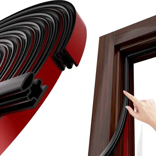 Miniatura 9 de Tira de sellado de goma autoadhesiva en forma de D de 20 pies, burlete negro para puertas y ventanas – Bloqueador de huecos con insonorización