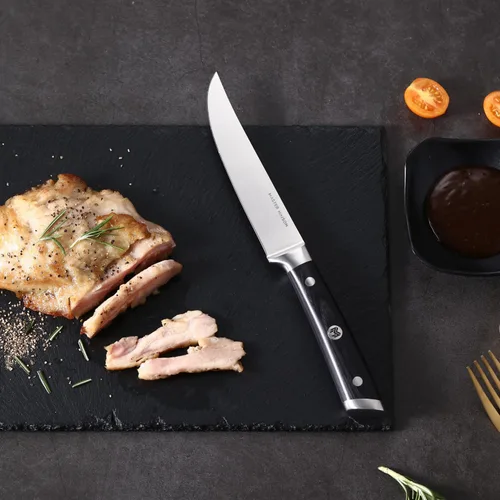 Miniatura 7 de Master Maison Juego de 4 cuchillos de carne de 5 pulgadas ultra premium 4 cuchillos alemanes de acero inoxidable sin dentar + caja de regalo