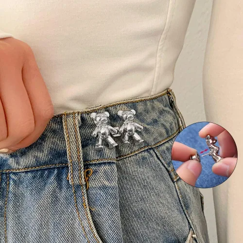 Miniatura 3 de 8 pares de bonitos botones de oso para ropa, pantalones, sin costura, cintura desmontable, ajuste corporal, hebillas de apriete, accesorios de ropa