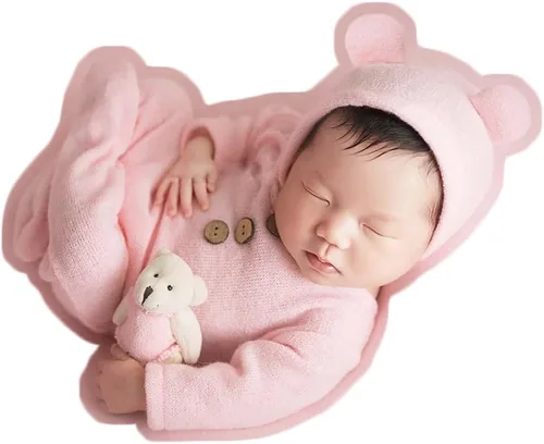 Miniatura 10 de Zeroest Traje de fotografía para recién nacido, accesorios para sesión de fotos de bebé, accesorios de oso para fotos de bebé recién nacido, Azul