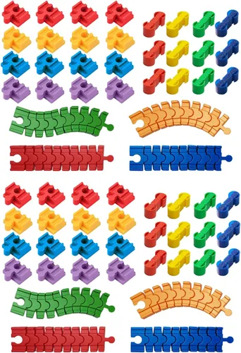 Juego de accesorios de madera para vías de tren, 64 piezas de conectores de riel de tren, compatible con todas las principales marcas de pistas,