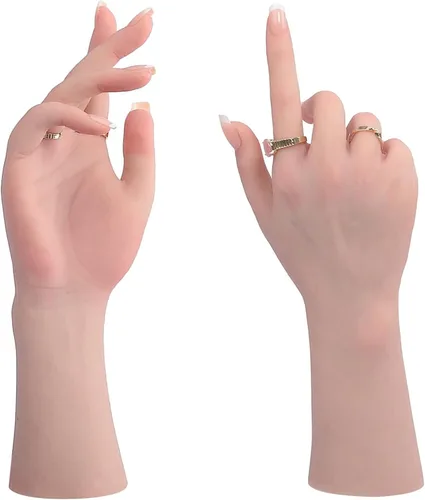 YIQI Maniquí de mano femenina de silicona realista tamaño real modelo de mano exhibición de joyería (la mano izquierda)
