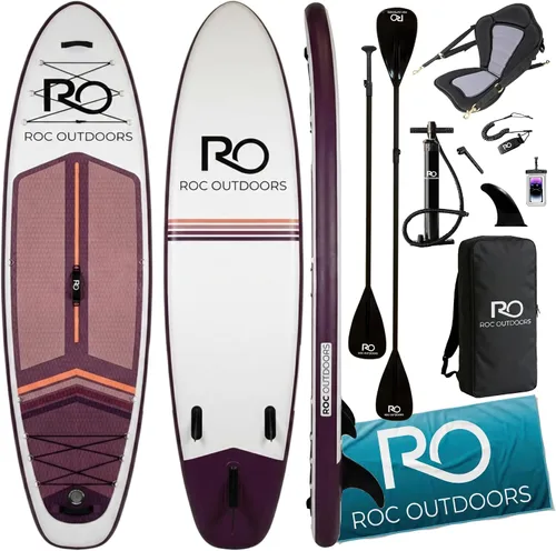 Miniatura 22 de Roc Tabla de remo inflable con accesorios y mochila de alta calidad, cubierta antideslizante, bolsa impermeable, correa, remo y bomba de mano.