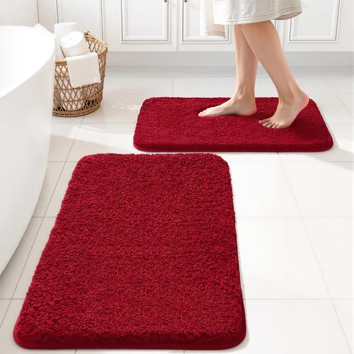 Miniatura 59 de MIULEE Juego de 2 alfombras de baño antideslizantes peludas extra gruesas y suaves, alfombrillas de baño de microfibra suave absorbente de agua