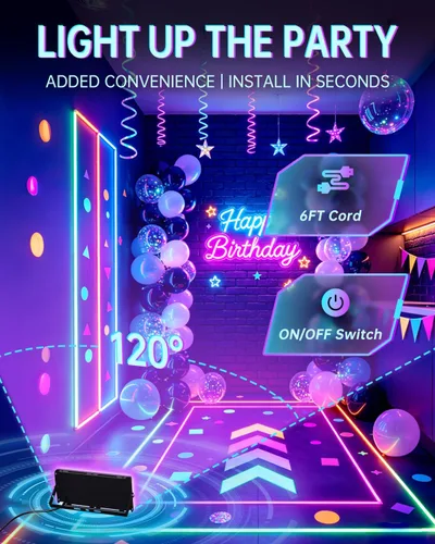 Miniatura 8 de Luces negras de 50 W con interruptor+enchufe, impermeable IP66, luz LED de inundación de luz negra para fiesta brillante, Halloween, dormitorio
