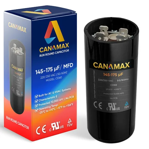 Miniatura 25 de 108-130 uf 108/130 MFD 110-125 VCA Voltios CD60 Condensador de arranque de motor redondo 50/60 Hz AC Eléctrico - Compatible con condensadores