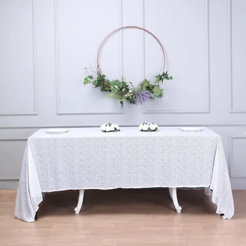 Miniatura 6 de Tableclothsfactory Luxury Collection Duchess - Mantel rectangular de lentejuelas, 60 x 126 pulgadas, color plateado