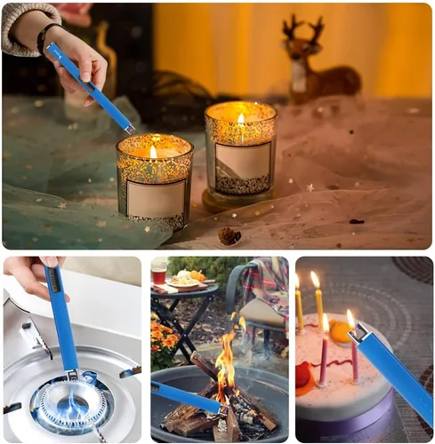 Miniatura 6 de SUPRUS Encendedor fluorescente que brilla en la oscuridad, encendedor eléctrico de velas, encendedor de arco USB recargable con bloqueo