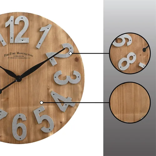 Miniatura 6 de FirsTime & Co. Reloj de pared de madera con listones, 22.5 pulgadas, color marrón, 243