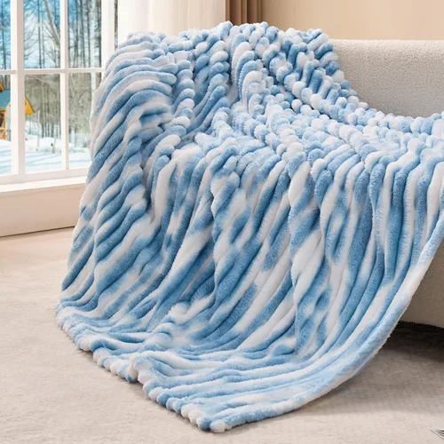 Miniatura 64 de BEDELITE Manta de forro polar para sofá, 10.58 oz/m², suave y cálida, manta acuática esponjosa, manta decorativa y de regalo para mujeres, hombres