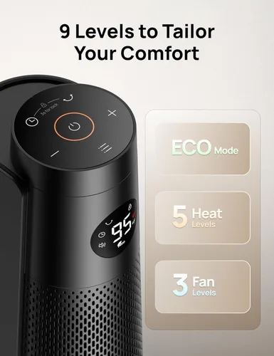 Miniatura 6 de Dreo Calentador de Espacio para Habitación Grande, Calentadores Eléctricos de 30" con Control Remoto, Oscilación de 120°, Termostato Ajustable, 5