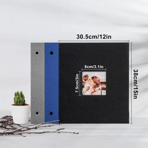 Miniatura 3 de Lanpn Álbum de fotos de 11 x 14 pulgadas, tapa dura de lino, sin ácidos, deslizante, en fundas para álbumes de fotos con capacidad para 100 imágenes