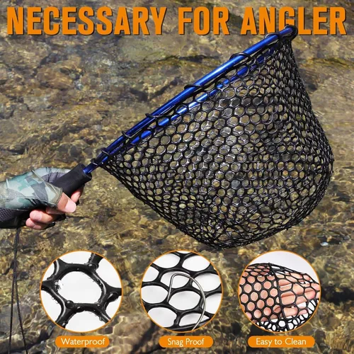 Miniatura 6 de Dovesun Red de Pesca de Goma, Red de Reemplazo Sin Mango, Redes de Pesca Transparentes Negras para Pesca de Mosca, Bolsa de Red de Aterrizaje