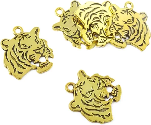 Miniatura 3 de Honbay 10 dijes antiguos de doble cara con cabeza de tigre